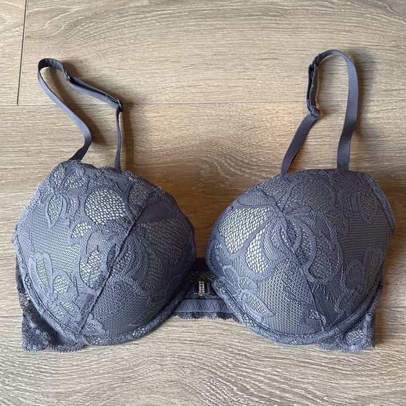 LaSenza Gray Lace Dbl Pushup Bra (32D) - Picture 1 of 6